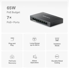 TP-Link Mercusys MS108GP 8 Port 10/100/1000 Masaüstü Switch