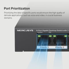 TP-Link Mercusys MS108GP 8 Port 10/100/1000 Masaüstü Switch