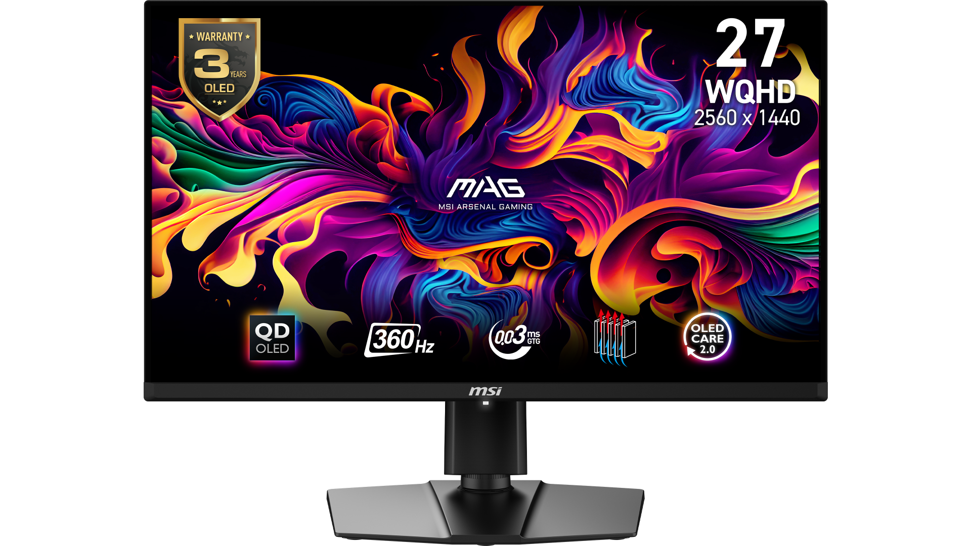 MSI MAG 271QPX QD-OLED 26.5” WQHD FLAT QD-OLED 360HZ 0.03MS GTG FREESYNC PIVOT GAMING MONİTÖR