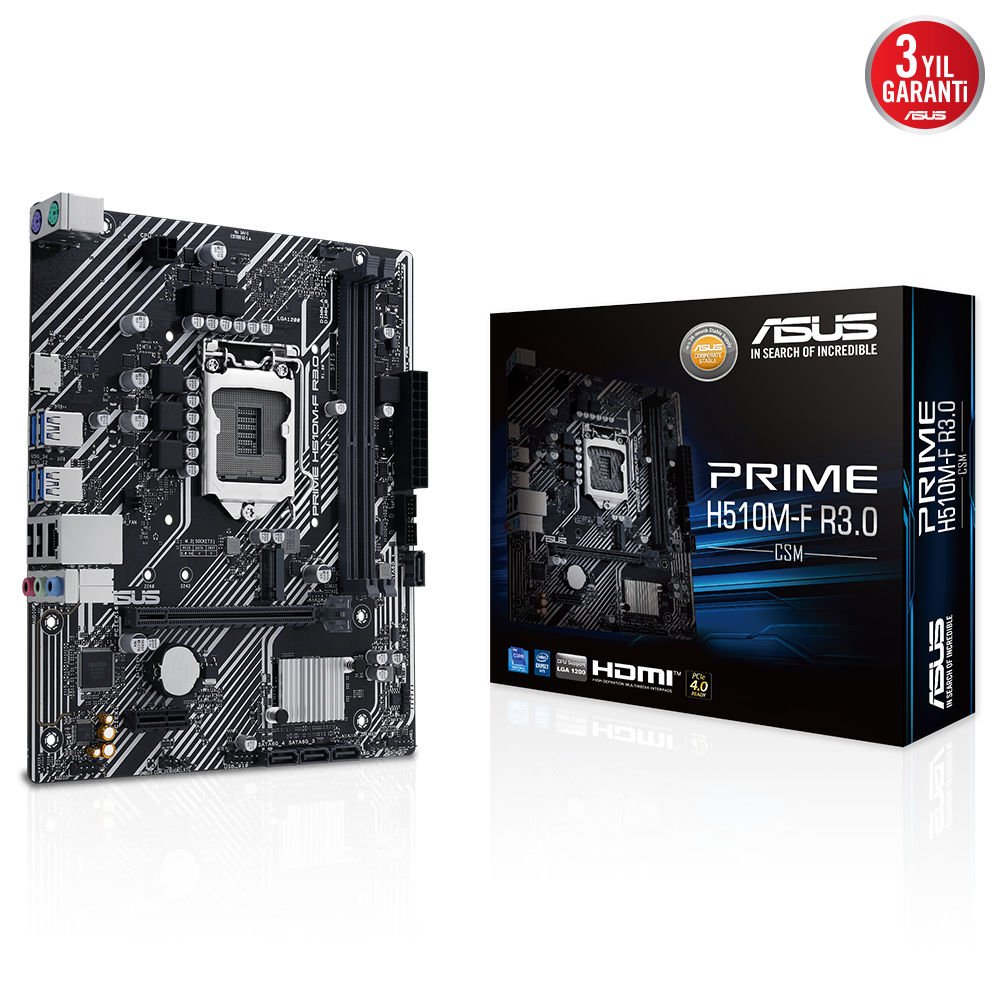 Asus PRIME H510M-F R3.0-CSM Intel H470 LGA1200 DDR4 3200 HDMI M2 USB 3.2 mATX Anakart 90MB1I20-M0EAYC