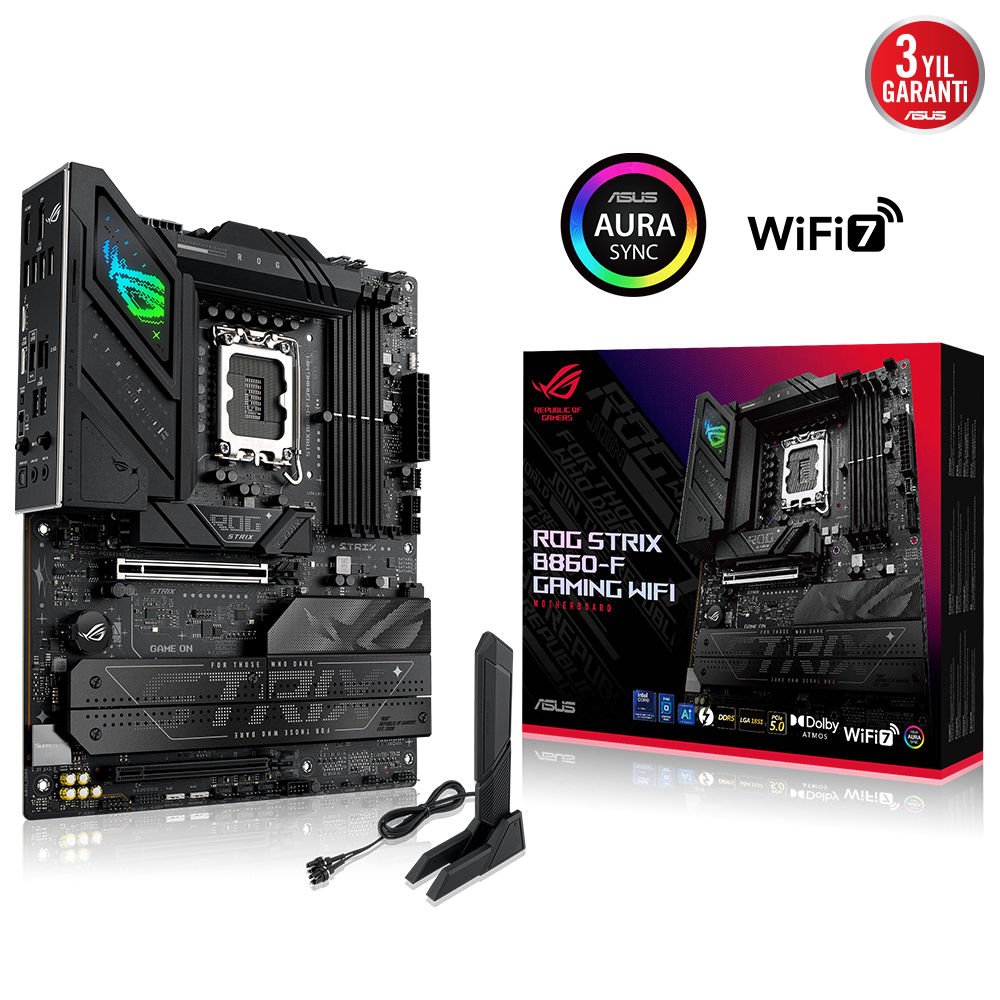 Asus ROG Strix B860-F Gaming WIFI DDR5 9066MHz USB 3.2 Gen2x2 WiFi 7 2.5G LAN AURA RGB ATX Anakart 90MB1JG0-M0EAY0