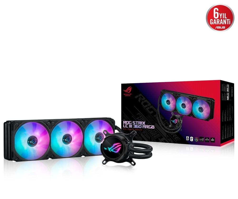 Asus ROG Strix LC III 360 ARGB Asetek Gen7 v2 pompa ve ROG ARGB Radyatör CPU Soğutucu 90RC00T1-M0UAY0
