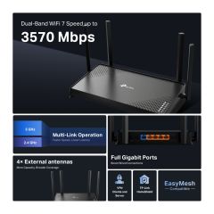 TP-Link Archer BE220 BE3600 Dual-Band Wi-Fi 7 Kablosuz Router