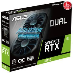 Asus Dual GeForce RTX 3050 6GB GDDR6 96bit DVI HDMI DP OC Ekran Kartı 90YV0K60-M0NA00