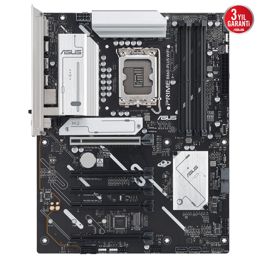 Asus Prime B860-PLUS WIFI, LGA1851, DDR5 8200, WiFi 6E + Bluetooth, Aura RGB, 2.5Gbit LAN, ATX Anakart 90MB1K50-M0EAY0