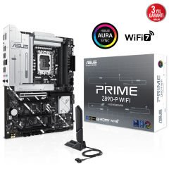 Asus PRIME Z890-P WIFI – Intel Z890, LGA1851, DDR5 7600 MHz, USB4, 4x M.2, WiFi 7 + Bluetooth, DisplayPort & HDMI, Aura RGB Anakart 90MB1I70-M0EAY0