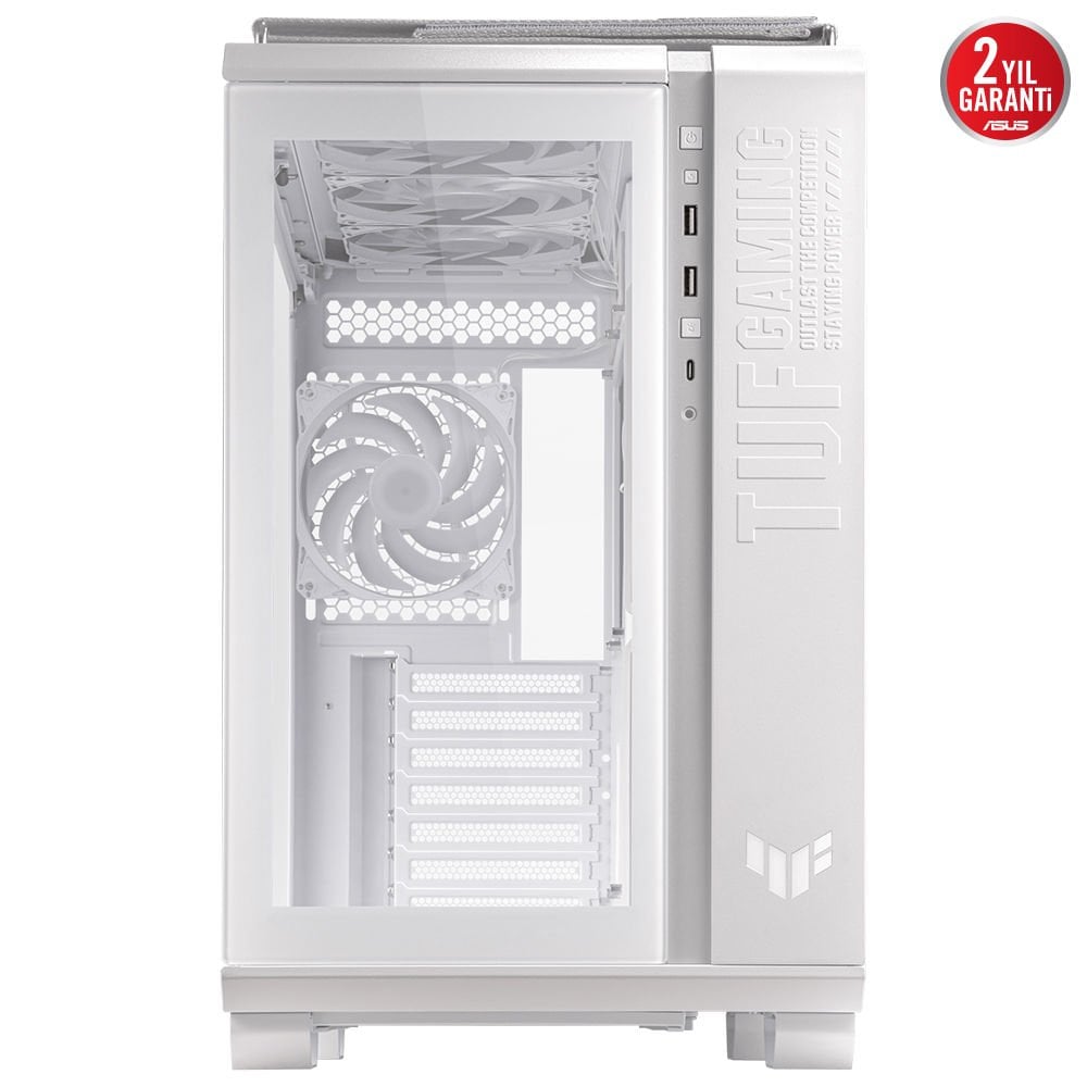 Asus TUF Gaming GT502 Panoramik Temperli Cam, Type-C, Micro ATX / Mini ITX, Beyaz Mid Tower Gaming Kasa 90DC0093-B19000