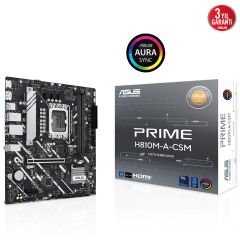 Asus PRIME H810M-A CSM Intel H810, LGA1851, DDR5 6400, DP, HDMI, Çift M.2, USB 3.2, Aura RGB, mATX Anakart 90MB1KK0-M0EAYC
