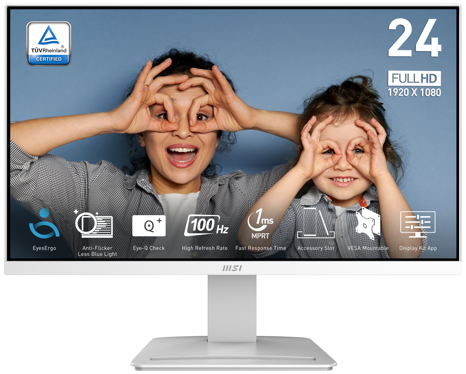 MSI 23.8'' PRO MP2412W 1920x1080 (FHD) 16:9 FLAT VA 100HZ 1MS ADAPTIVE-SYNC BEYAZ MONITOR