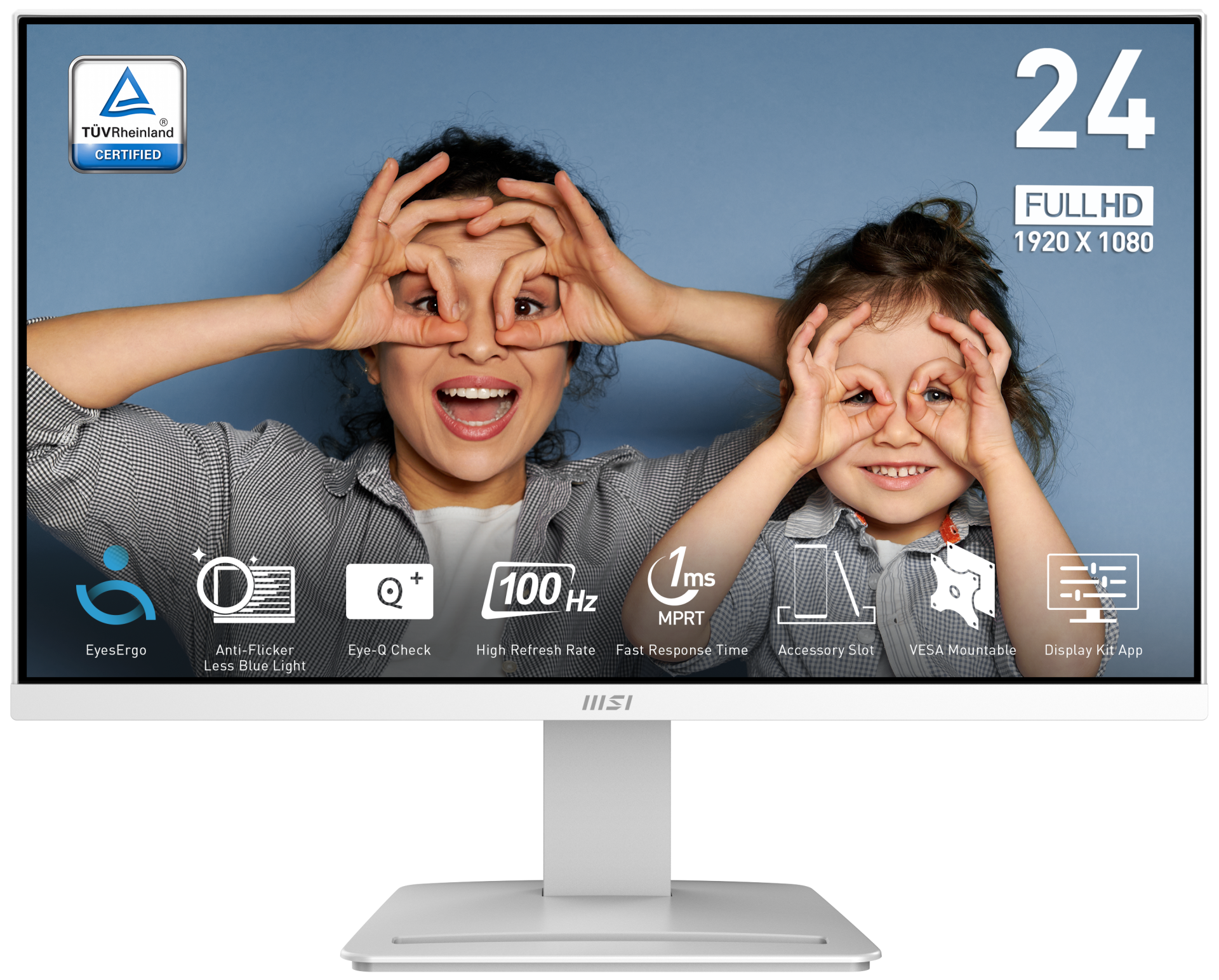 MSI 23.8'' PRO MP2412W 1920x1080 (FHD) 16:9 FLAT VA 100HZ 1MS ADAPTIVE-SYNC BEYAZ MONITOR