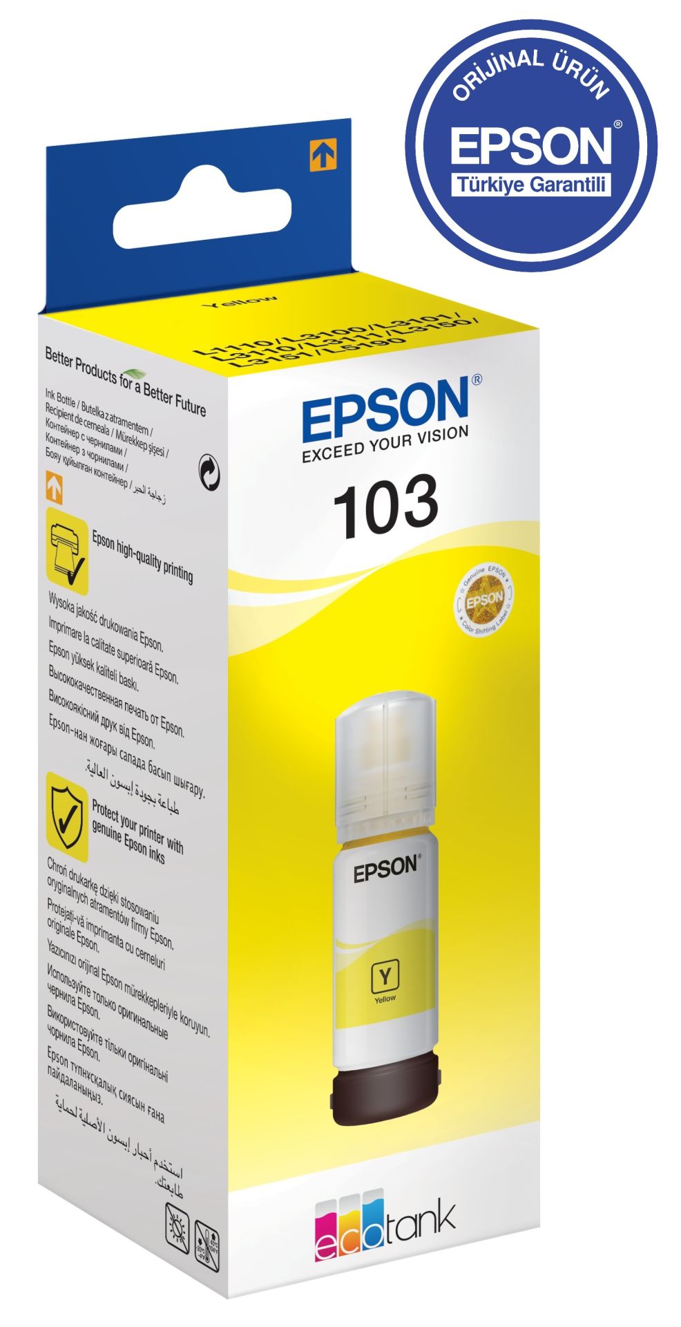 Epson EcoTank 103 65ml Orijinal Yellow (Sarı) Mürekkep Kartuş C13T00S44A
