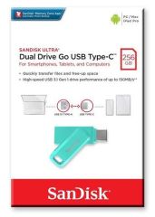 SanDisk Ultra Dual Drive Go 256GB SDDDC3-256G-G46G USB & Type-C Flash Bellek Tiffany Green