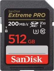 SanDisk Extreme Pro 512GB 200/140MB/s SDXC V30 UHS-I U3 Hafıza Kartı SDSDXXD-512G-GN4IN