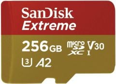 SanDisk Extreme 256GB 190/130MB/s microSDXC UHS-I A2 V30 4K Kamera Drone Hafıza Kartı SDSQXAV-256G-GN6MN
