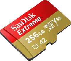 SanDisk Extreme 256GB 190/130MB/s microSDXC UHS-I A2 V30 4K Kamera Drone Hafıza Kartı SDSQXAV-256G-GN6MN