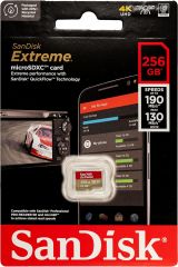 SanDisk Extreme 256GB 190/130MB/s microSDXC UHS-I A2 V30 4K Kamera Drone Hafıza Kartı SDSQXAV-256G-GN6MN