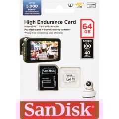 SanDisk High Endurance 64GB 100/40MB/s microSDXC C10 V30 Adaptörlü Hafıza Kartı SDSQQNR-064G-GN6IA