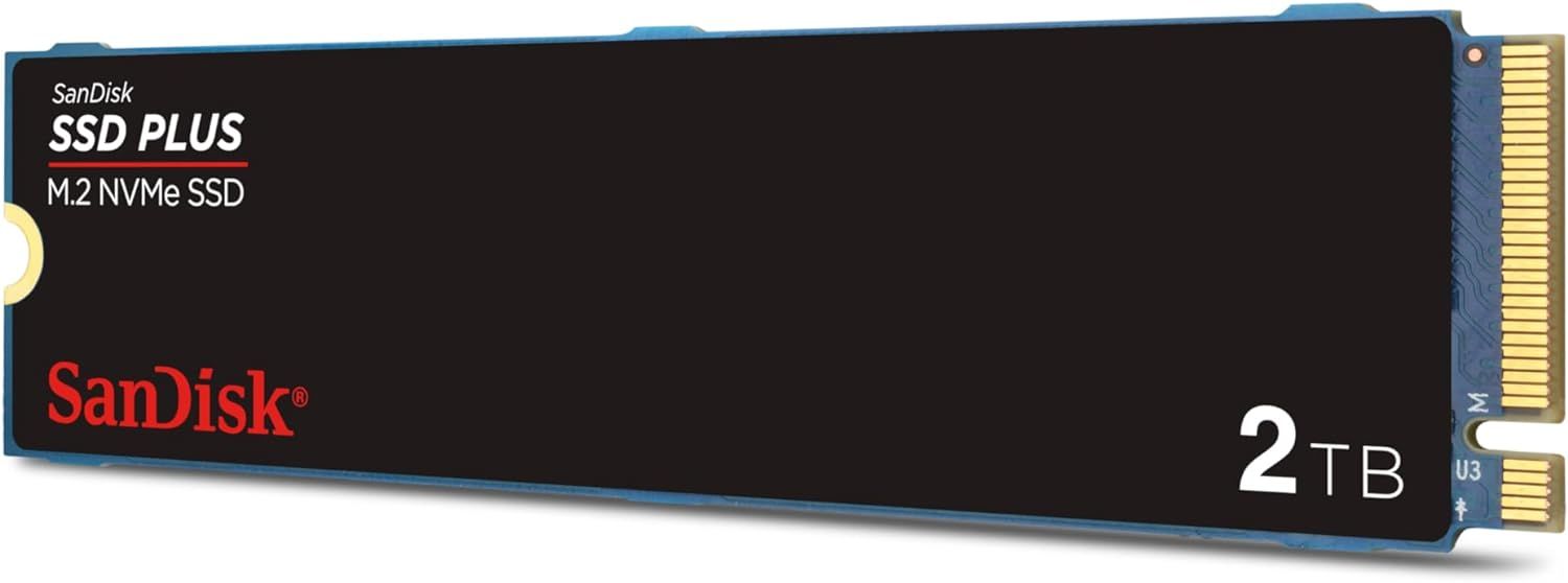 SanDisk SSD PLUS 2TB 3200MB-3000MB/s M.2 PCIe Gen 3.0 NVMe SSD SDSSDA3N-2T00-G26