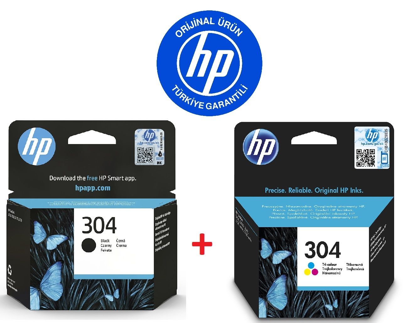 HP 304 Siyah N9K06AE + HP 304 Renkli N9K05AE Orijinal Kartuş Seti