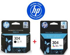 HP 304 Siyah N9K06AE + HP 304 Renkli N9K05AE Orijinal Kartuş Seti