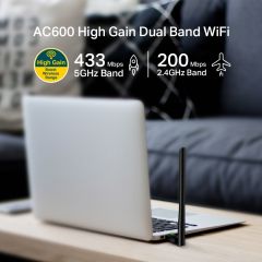 TP-Link Archer T2U Plus 600 Mbps Yüksek Kazançlı Kablosuz Dual Band USB Adaptör