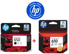 HP 650 Siyah CZ101AE + HP 650 Renkli CZ102AE Orijinal Kartuş Seti