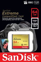 SanDisk Extreme CompactFlash 64GB SDCFXSB-064G-G46 120MB/s VPG-20 DSLR Hafıza Kartı