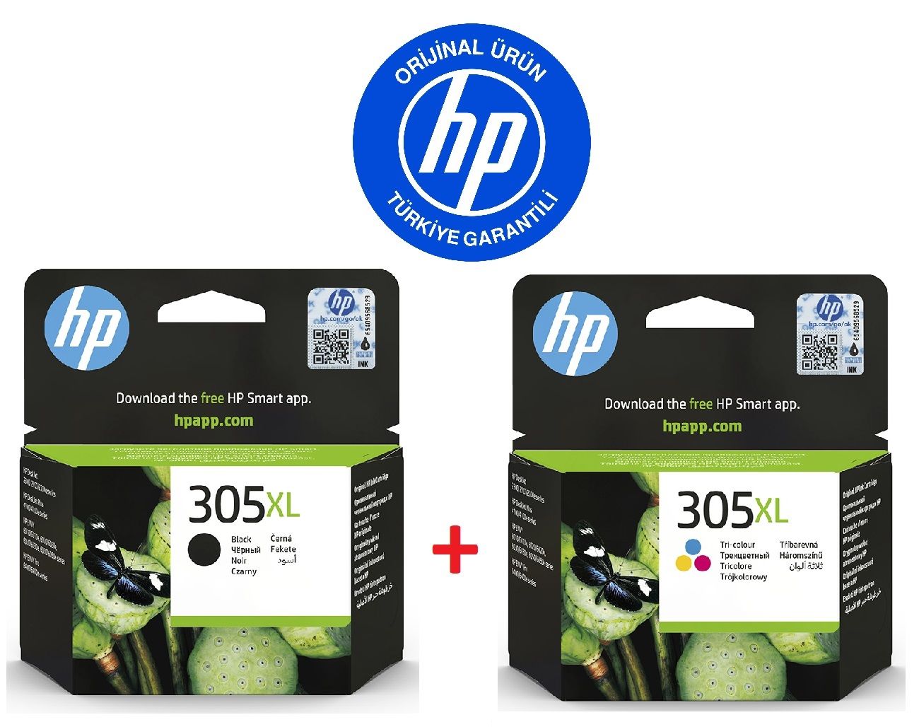 HP 305XL Siyah 3YM62AE + HP 305XL Renkli 3YM63AE Orijinal Kartuş Seti