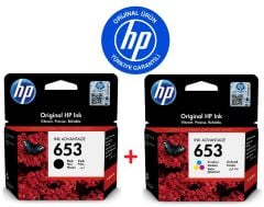 HP 653 Siyah 3YM75AE + HP 653 Renkli 3YM74AE Orijinal Kartuş Seti