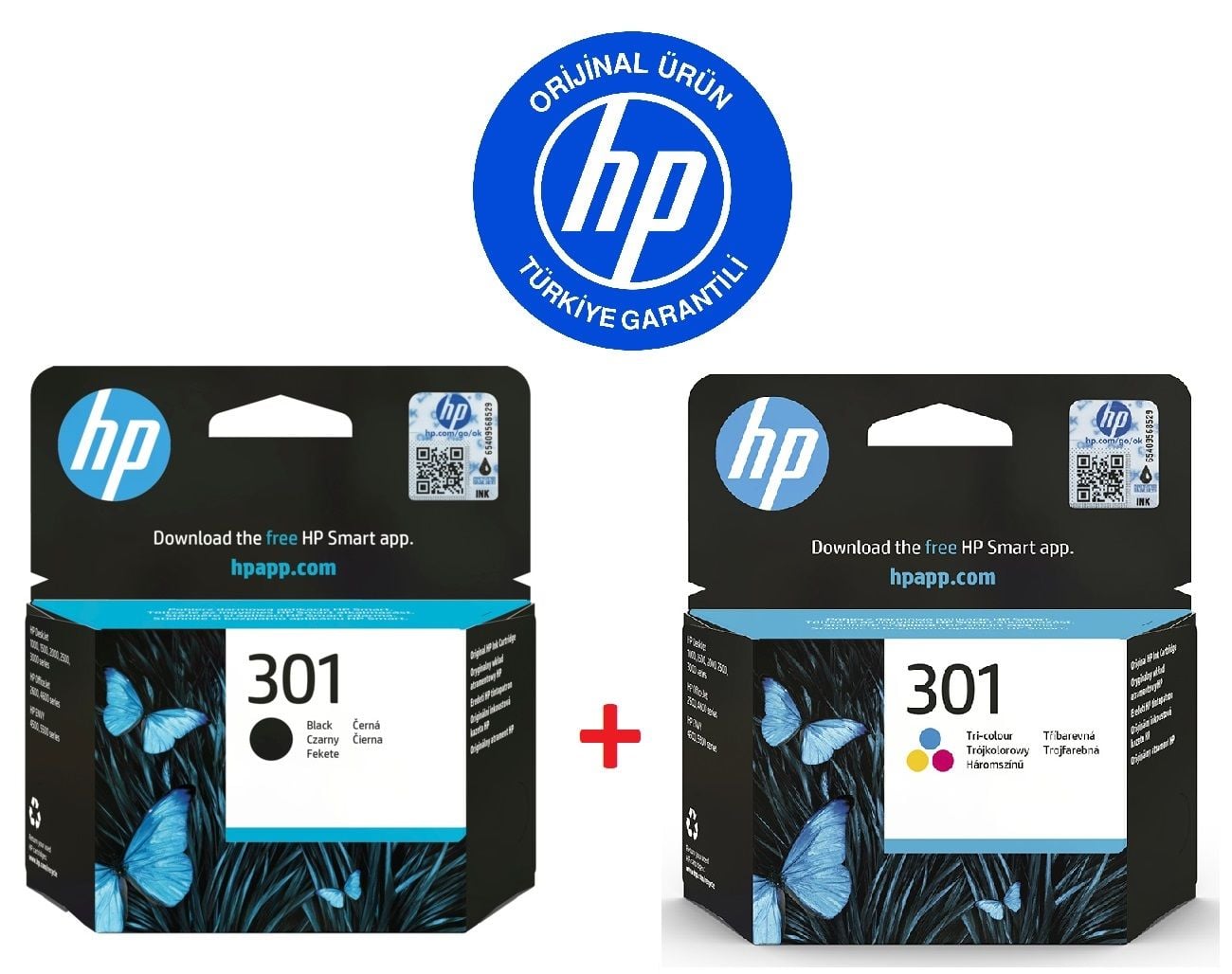 HP 301 Siyah CH561EE + HP 301 Renkli CH562EE Orijinal Kartuş Seti