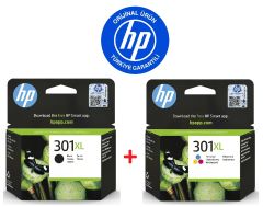HP 301XL Siyah CH563EE + HP 301XL Renkli CH564EE Orijinal Kartuş Seti