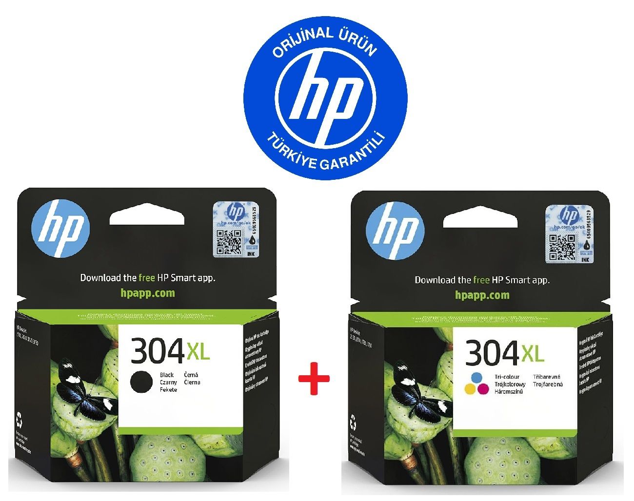 HP 304XL Siyah N9K08AE + HP 304XL Renkli N9K07AE Orijinal Kartuş Seti