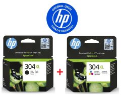HP 304XL Siyah N9K08AE + HP 304XL Renkli N9K07AE Orijinal Kartuş Seti