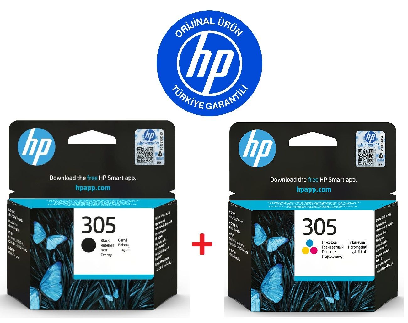 HP 305 Siyah 3YM61AE + HP 305 Renkli 3YM60AE Orijinal Kartuş Seti