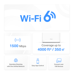 TP-Link Mercusys Halo H60X Çift Bantlı AX1500 Tüm Ev Mesh Wi-Fi 6 Sistemi (ÜÇLÜ PAKET