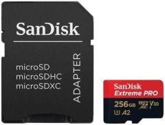 SanDisk Extreme Pro 256GB 200/140MB/s microSDXC UHS-I A2 V30 Adaptörlü Hafıza Kartı SDSQXCD-256G-GN6MA