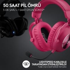 Logitech G Pro X2 Lightspeed Kablosuz Bluetooth Gaming Kulaklık Seti - Kırmızı 981-001275