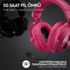 Logitech G Pro X2 Lightspeed Kablosuz Bluetooth Gaming Kulaklık Seti - Kırmızı 981-001275