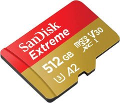 SanDisk Extreme 512GB 190/130MB/s microSDXC UHS-I A2 V30 4K Kamera Drone Hafıza Kartı SDSQXAV-512G-GN6MN