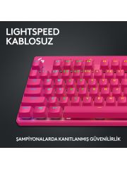 Logitech G Pro X Tkl Lightspeed Kablosuz Lighsync RGB İngilizce Oyun Klavyesi - Pembe 920-012159