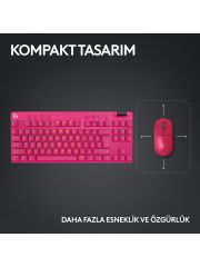 Logitech G Pro X Tkl Lightspeed Kablosuz Lighsync RGB İngilizce Oyun Klavyesi - Pembe 920-012159