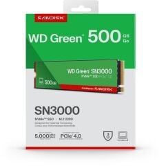 WD Green SN3000 500GB WDS500G4G0E 5000/4100MB/s PCIe Gen4x4 M.2 2280 NVMe SSD