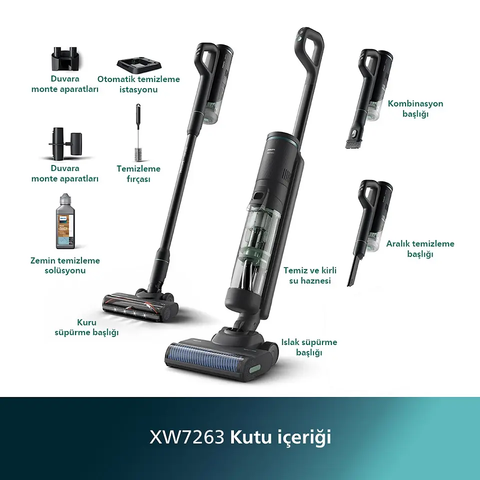 Philips XW7263/11 Aquatrio Kablosuz Islak ve Kuru Süpürge