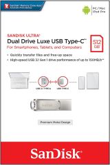 SanDisk Ultra Dual Drive Luxe 512GB Type-C USB 3.2 Flash Bellek SDDDC4-512G-G46