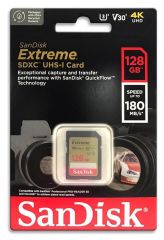 SanDisk Extreme 128GB 180MB/s SD UHS-I 4K UHD Hafıza Kartı SDSDXVA-128G-GNCIN