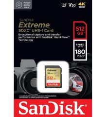 SanDisk Extreme 512GB 180MB/s SD UHS-I 4K UHD Hafıza Kartı SDSDXVV-512G-GNCIN