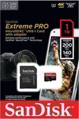 SanDisk Extreme Pro 1TB 200/140MB/s microSDXC UHS-I A2 V30 Adaptörlü Hafıza Kartı SDSQXCD-1T00-GN6MA