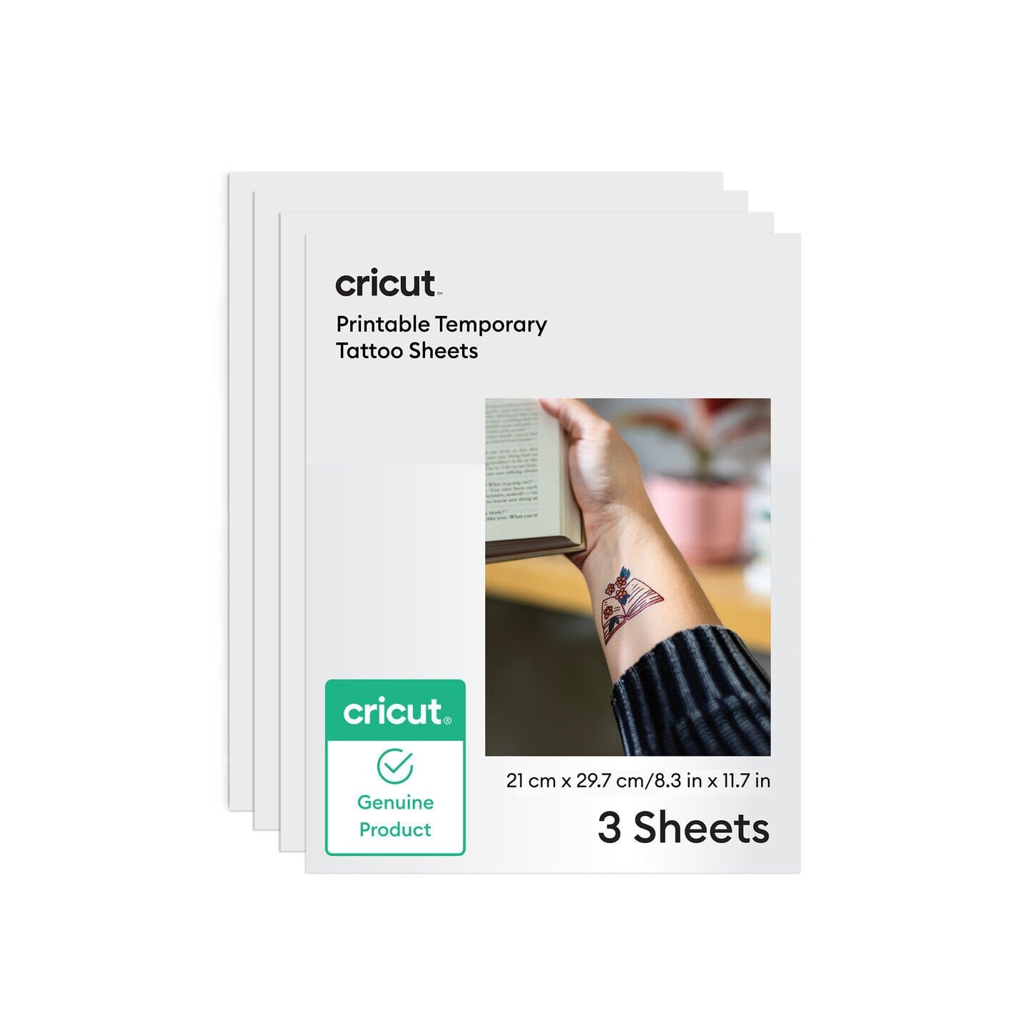 Cricut 2012791 Yazdirilabilir Geçici Dövme Kağidi Transparan A4 3 Sayfa