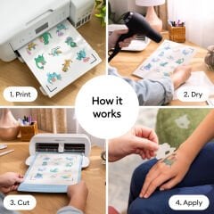 Cricut 2012791 Yazdirilabilir Geçici Dövme Kağidi Transparan A4 3 Sayfa