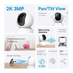 TP-LINK Tapo C210 Yatay/Dikey Hareketli Wi-Fi 2K Güvenlik Kamerası